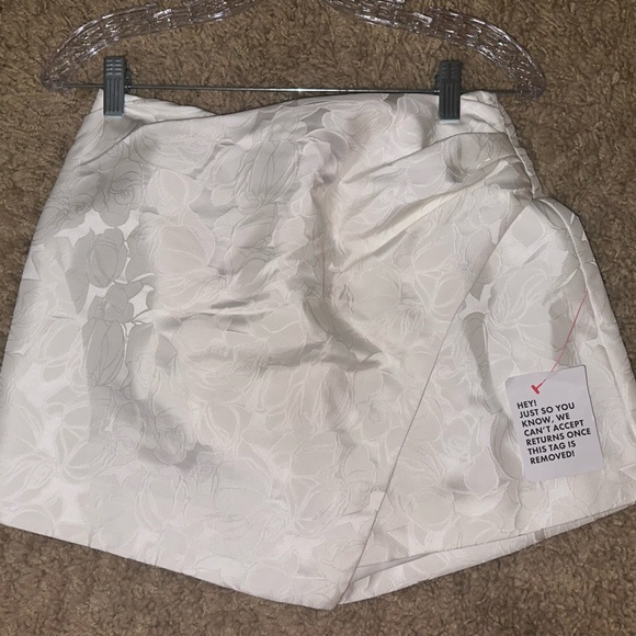 ASOS LUXE textured jacquard wrap front skort in white - Picture 1 of 3